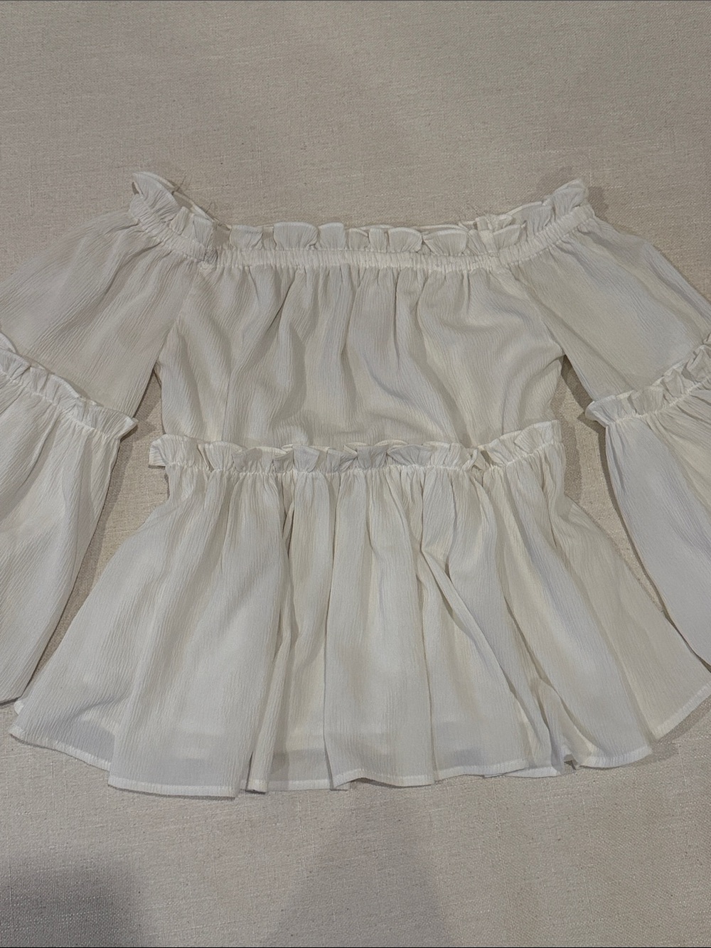 J.O.A. White Off-Shoulder Ruffle Peplum Blouse